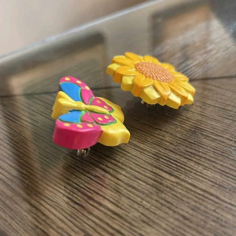 Vintage Butterfly & Sunflower Resin Pins